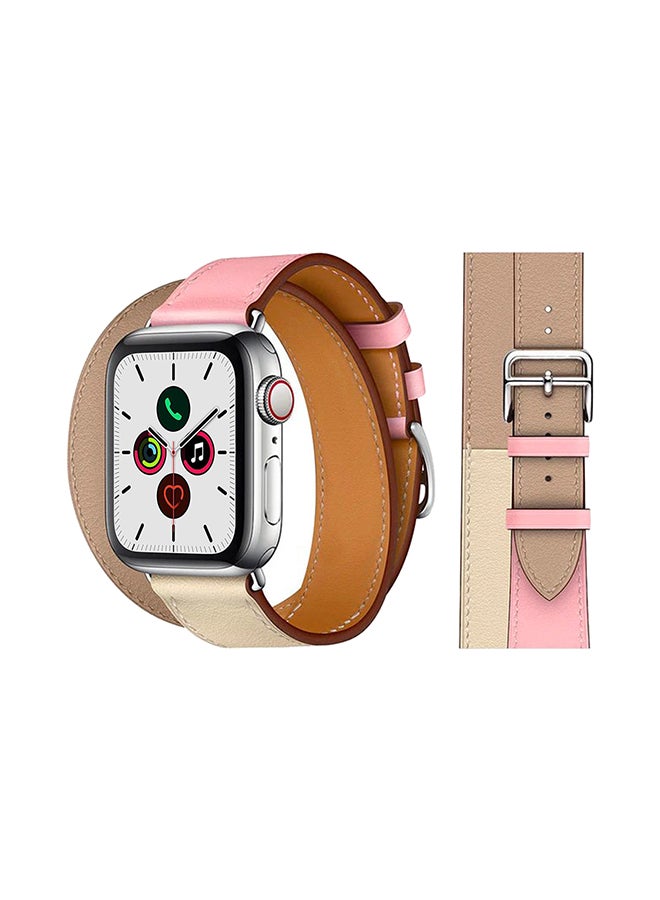 Perfii - Double Tour Replacement Band For Apple Watch Series 5/4/3/2/1 Rose Sakura - Image 1