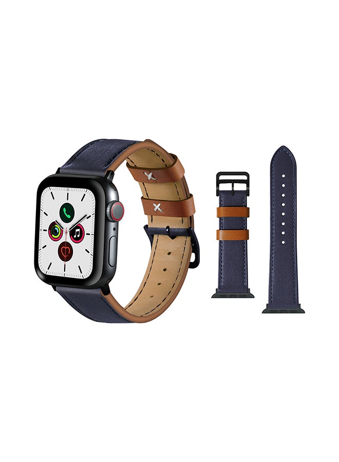 Perfii Fresh Color Leather Replacement Band for Apple Watch Series 5/4/3/2/1 Royal Blue