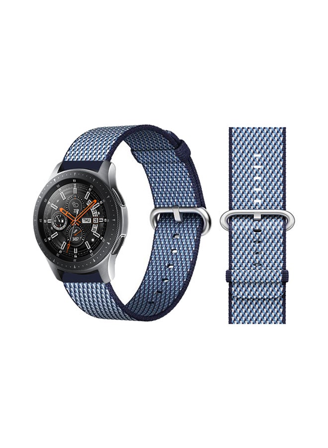 Perfii Woven Replacement Band For Samsung Galaxy Watch Blue Check