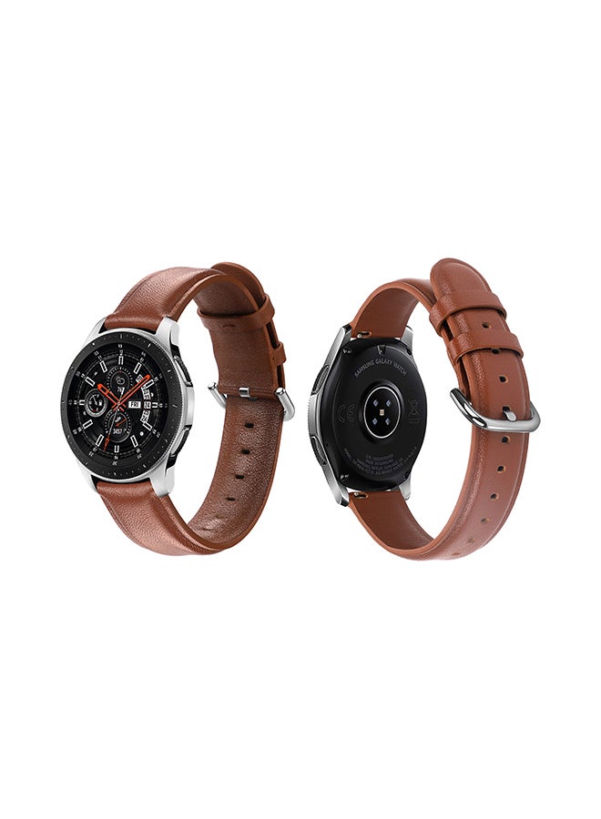 Perfii Genuine Leather Replacement Band For Samsung Galaxy Watch Official Brown  - Image 1