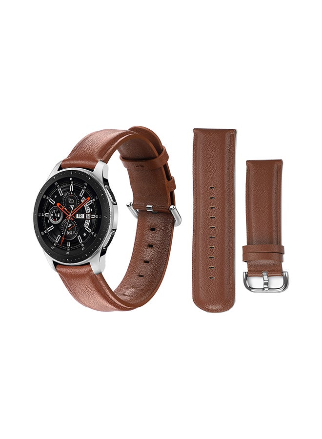 Perfii Genuine Leather Replacement Band For Samsung Galaxy Watch Official Brown  - Image 2
