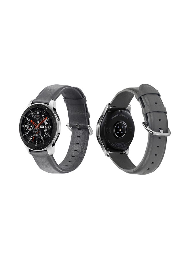 Perfii Genuine Leather Replacement Band For Samsung Galaxy Watch Official Grey  - Image 1