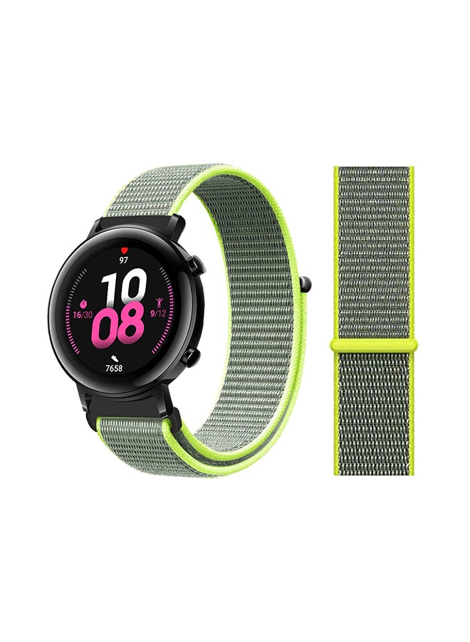 Perfii Nylon Loop Replacement Band For Huawei Watch GT 2 Flash Green Grey 