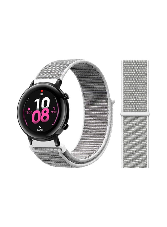 Perfii Nylon Loop Replacement Band For Huawei Watch GT 2 Seashell Silver