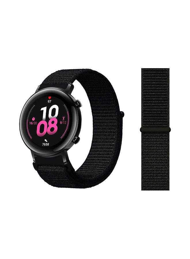Perfii Nylon Loop Replacement Band For Huawei Watch GT 2 Dark Black 