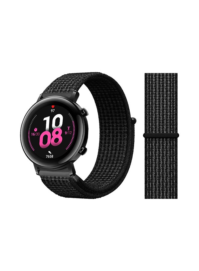 Perfii Nylon Loop Replacement Band For Huawei Watch GT 2 Black Platinum