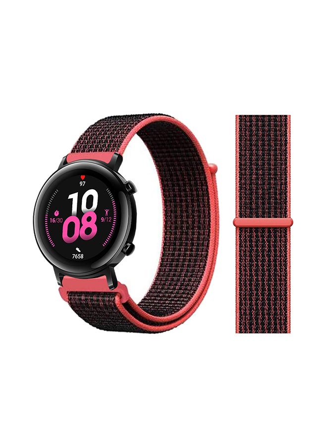 Perfii Nylon Loop Replacement Band For Huawei Watch GT 2 Red Black