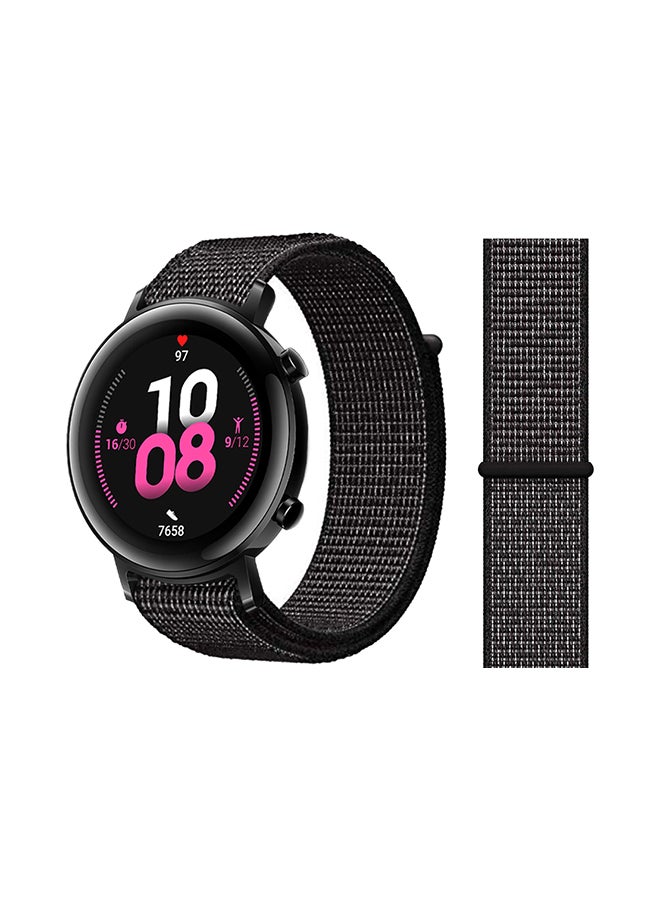Perfii Nylon Loop Replacement Band For Huawei Watch GT 2 Black Reflective