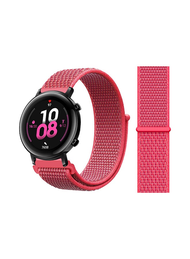Perfii Nylon Loop Replacement Band For Huawei Watch GT 2 Hibiscus Pink 