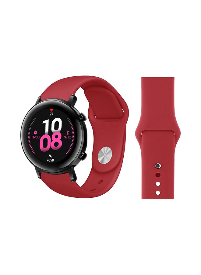 Perfii Solid Silicon Replacement Band For Huawei Watch GT 2 Wine Red 