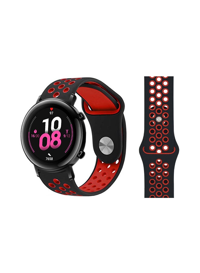 Perfii Dot Silicon Replacement Band For Huawei Watch GT 2 42mm Black/Red
