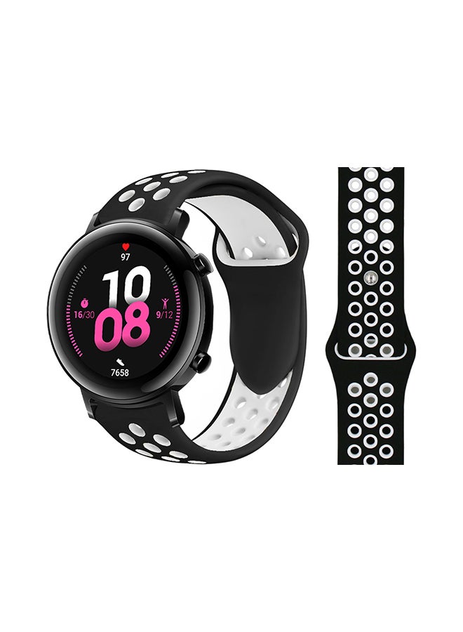 بيرفيي سوار بديل مصنوع من السيليكون المنقط خاص بساعة هواوي GT 2  مقاس 42 ملم أسود/أبيض