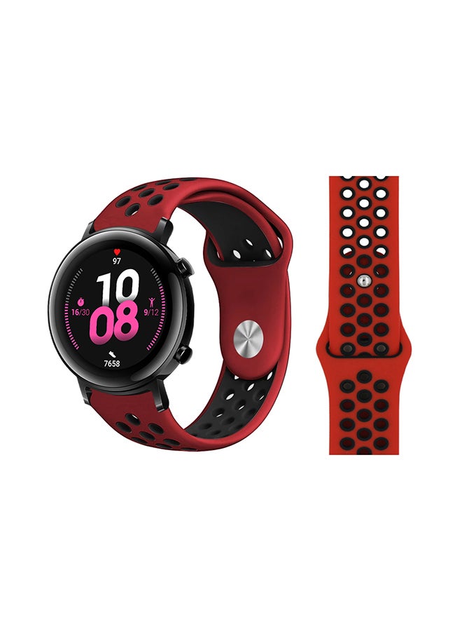 Perfii Dot Silicon Replacement Band For Huawei Watch GT 2 42mm Red Black 