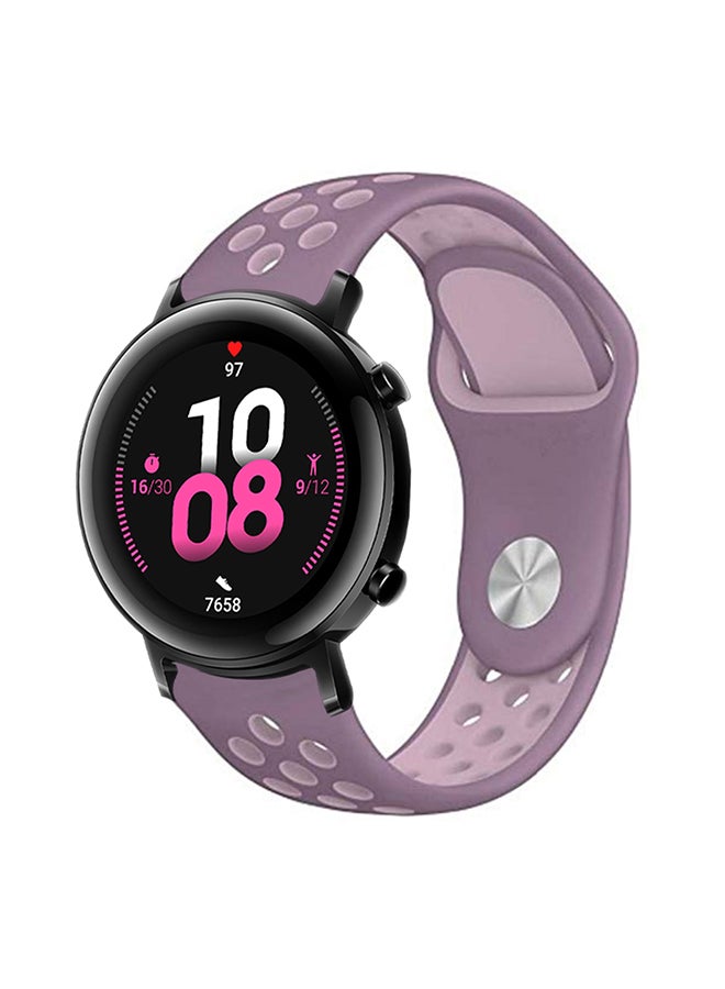 بيرفيي سوار بديل مصنوع من السيليكون المنقط خاص بساعة هواوي GT 2  مقاس 42 ملم بنفسجي خوخي ضبابي