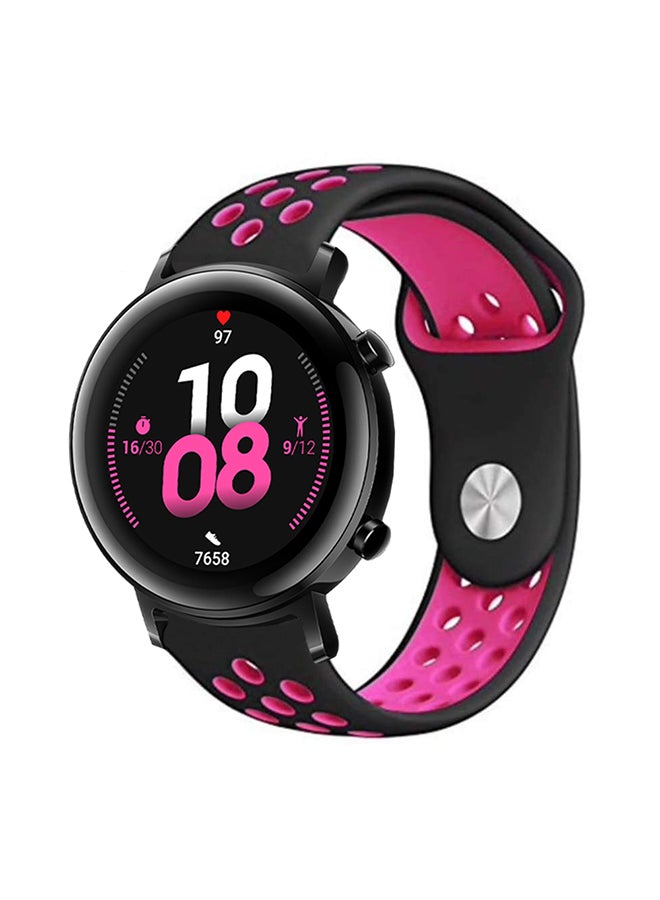 Perfii Dot Silicon Replacement Band For Huawei Watch GT 2 42mm Black Pink