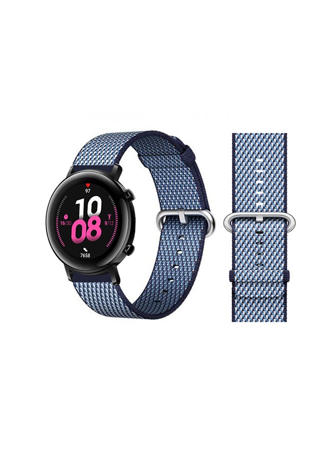 Perfii Woven Replacement Band For Huawei Watch GT/GT 2 42mm Blue Check 