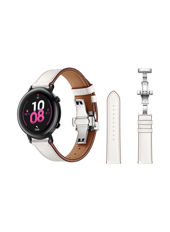 بيرفيي سوار بديل مصنوع من الجلد الأصلي لساعة هواوي GT/GT 2 مقاس 42 مم أبيض - Image 2