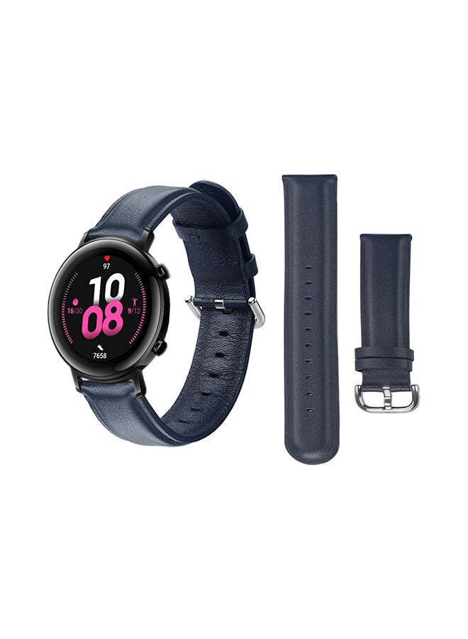 Perfii Genuine Leather Replacement Band For Huawei Watch GT/GT 2 42mm Dark Blue 