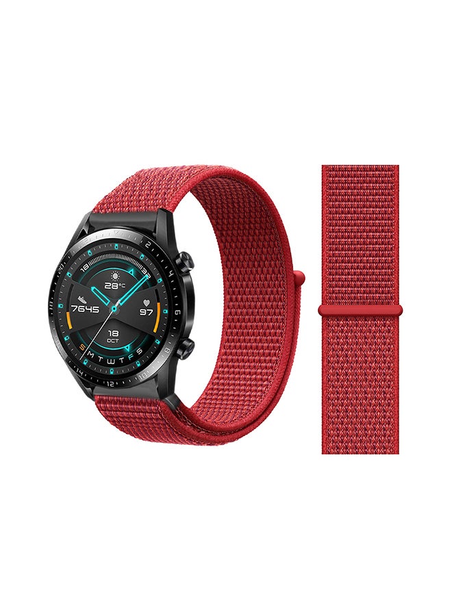 Perfii Stylish Nylon Replacement Band For Huawei Watch GT/GT2 46mm Red 