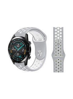 Perfii Stylish Replacement Band For Huawei Watch GT/GT 2 46mm Silver White 