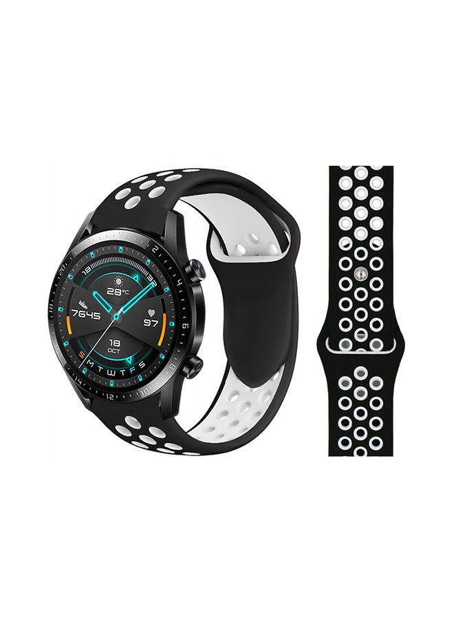 Perfii Stylish Silicone Replacement Band For Huawei Watch GT/GT2 Black White 