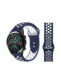 Perfii Stylish Silicone Replacement Band For Huawei Watch GT/GT2 Midnight Blue White 