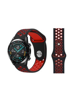 Perfii Stylish Silicone Replacement Band For Huawei Watch GT/GT2 46mm Black/Red 
