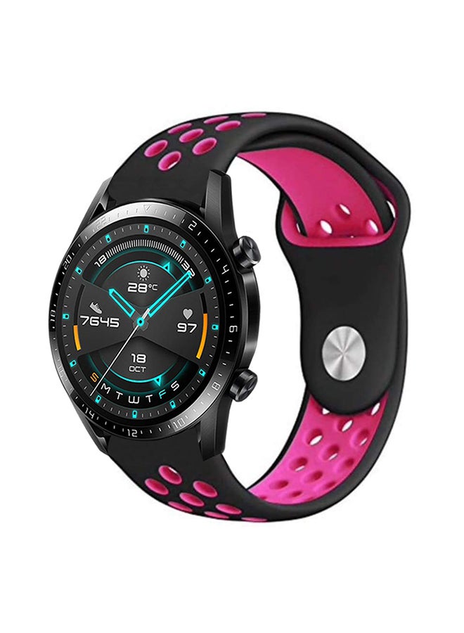 Perfii Stylish Replacement Band For Huawei Watch GT/GT 2 46mm Black Pink 