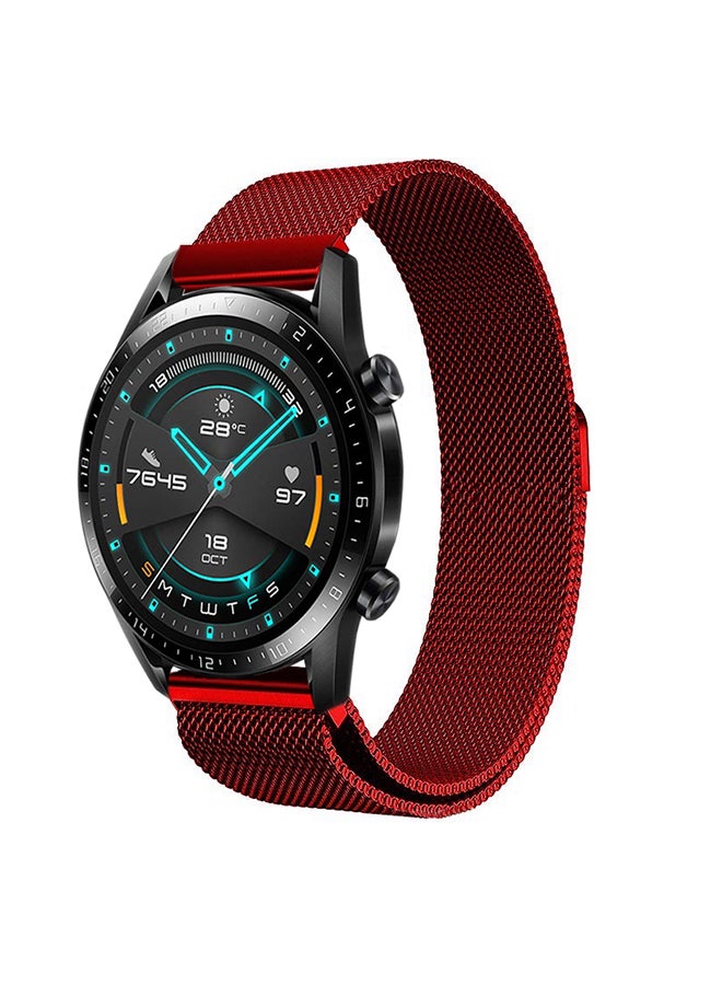 Perfii - Milanese Mesh Replacement Band For Huawei Watch GT/GT 2 46mm Red - Image 1