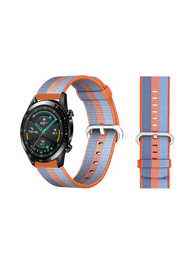 Perfii Woven Replacement Band For Huawei Watch GT/GT 2 46mm Orange Blue