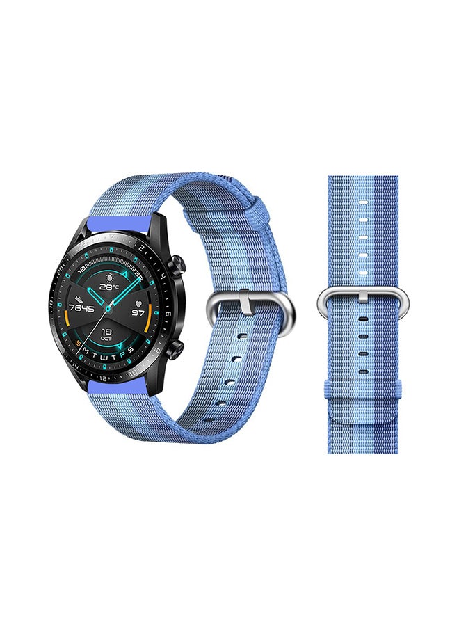 Perfii Woven Replacement Band For Huawei Watch GT/GT 2 46mm Blue Stripe
