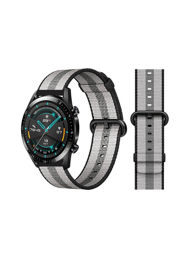 Perfii Woven Replacement Band For Huawei Watch GT/GT 2 46mm Black Stripe 