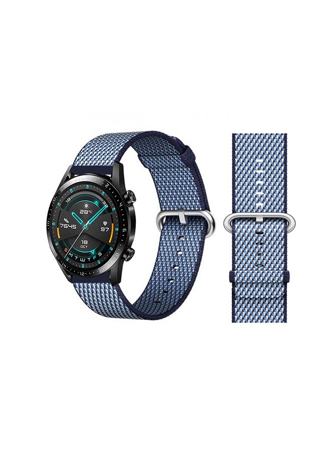 Perfii Woven Replacement Band For Huawei Watch GT/GT 2 46mm Blue Check