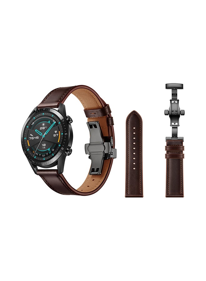 Perfii Stylish Replacement Band For Huawei Watch GT/GT 2 46mm Dark Brown - Image 2