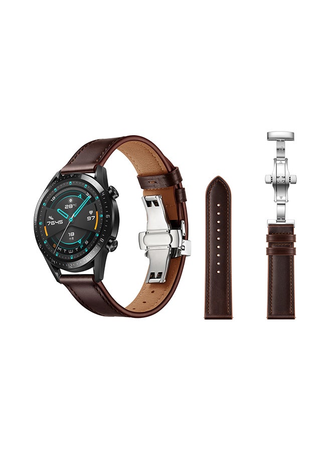 Perfii Stylish Replacement Band For Huawei Watch GT/GT 2 46mm Dark Brown - Image 2