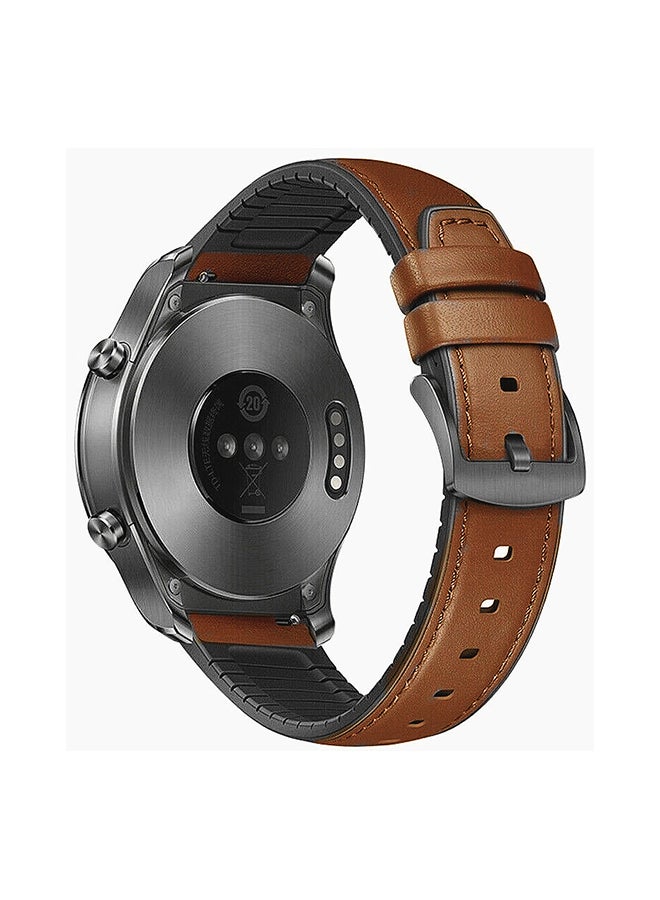 Perfii Stylish Leather Replacement Band For Huawei Watch GT/GT2 Brown 
