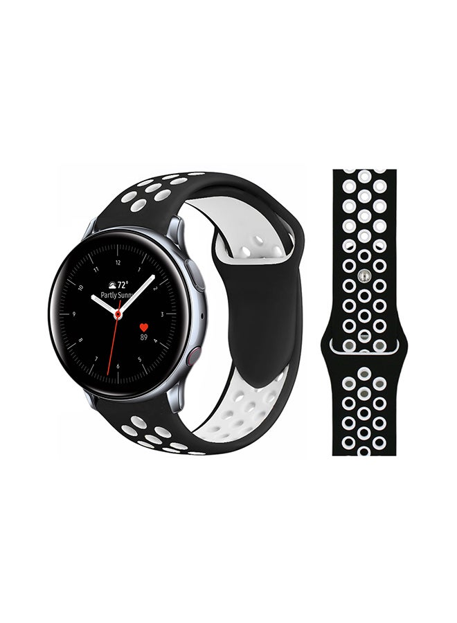 Perfii Replacement Band For Samsung Galaxy Active/Active2 Black/White 