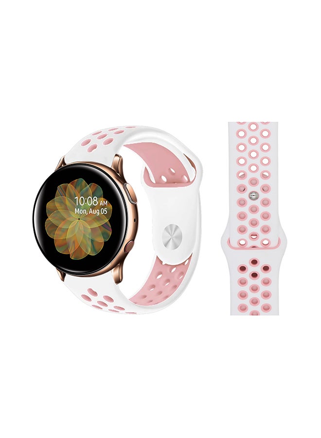 Perfii Replacement Band For Samsung Galaxy Active/Active2 White Light Pink