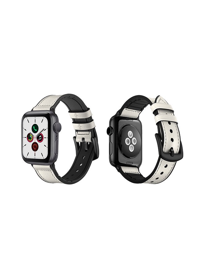 Perfii Hybrid Replacement Band For Apple Watch Series 5/4/3/2/1 44/42mm White - Image 2