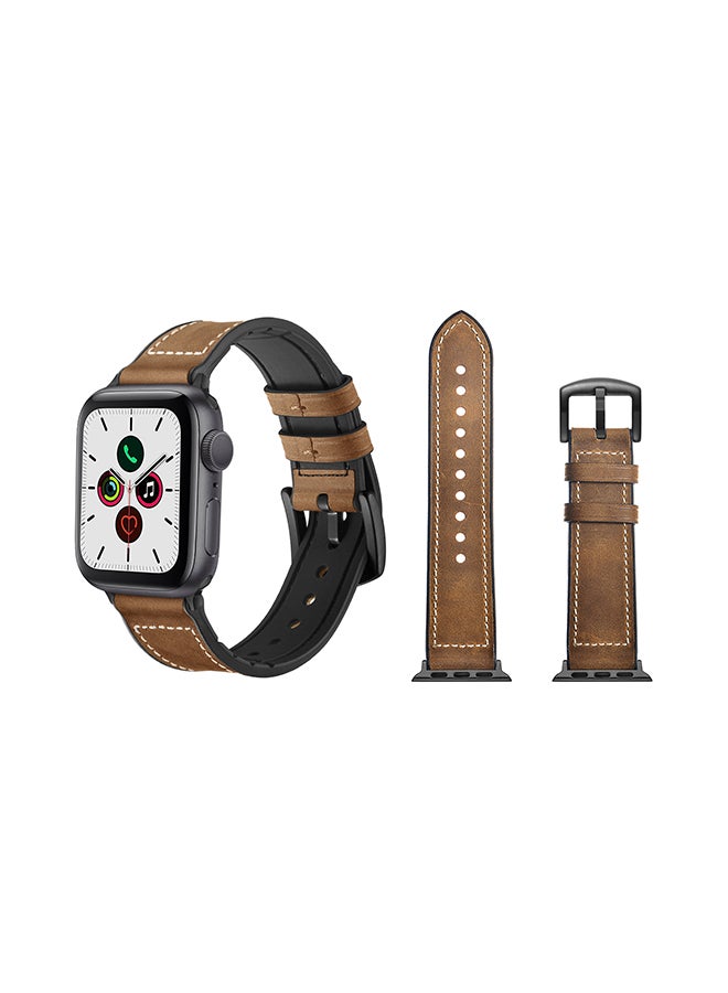 بيرفيي سوار بديل مصنوع من مزيج مواد مختلفة لساعة أبل الذكية من السلسلة 5/4/3/2/1 مقاس 44/42 مم البني الفاتح - Image 1