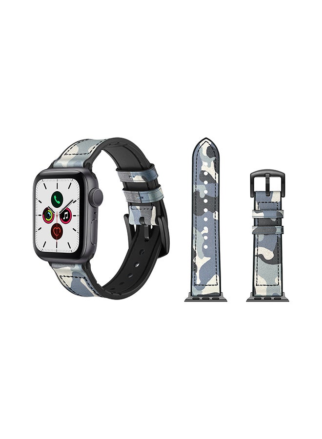 Perfii - Hybrid Replacement Band For Apple Watch Series 5/4/3/2/1 40/38mm Camouflage Blue - Image 1