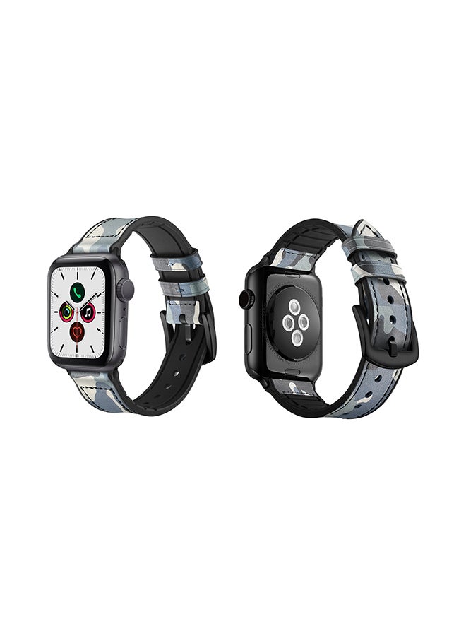 Perfii - Hybrid Replacement Band For Apple Watch Series 5/4/3/2/1 40/38mm Camouflage Blue - Image 1