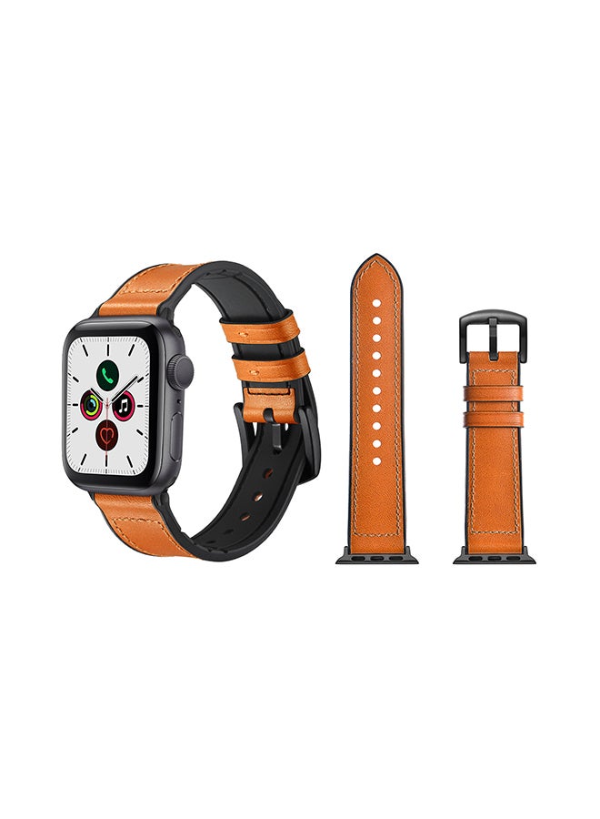 Perfii - Hybrid Replacement Band For Apple Watch Series 5/4/3/2/1 40/38mm Yellowish Brown - Image 1