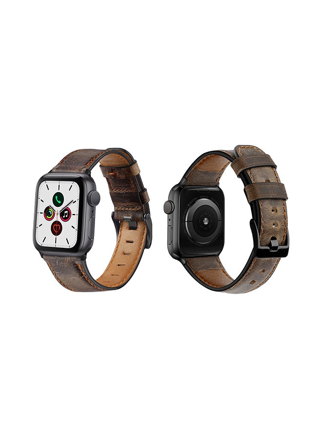 Perfii - Replacement Band For Apple Watch Series 5/4/3/2/1 44/42mm Dark Brown - Image 1