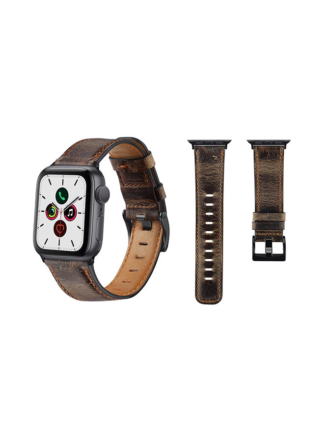 Perfii - Replacement Band For Apple Watch Series 5/4/3/2/1 44/42mm Dark Brown - Image 1