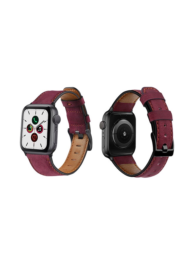 Perfii - Replacement Band For Apple Watch Series 5/4/3/2/1 44/42mm Wine Red - Image 1