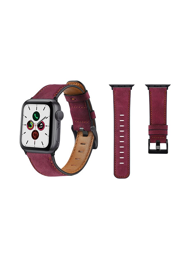 Perfii - Replacement Band For Apple Watch Series 5/4/3/2/1 44/42mm Wine Red - Image 1