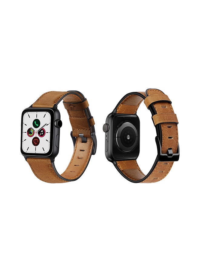 Perfii - Replacement Band For Apple Watch Series 5/4/3/2/1 40/38mm Yellowish Brown - Image 1
