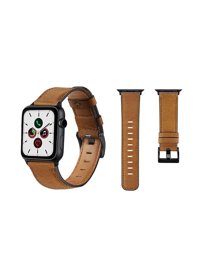 Perfii - Replacement Band For Apple Watch Series 5/4/3/2/1 40/38mm Yellowish Brown - Image 1