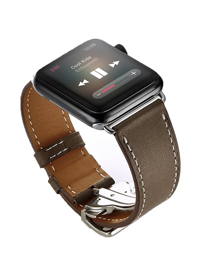 ميفان سوار بديل للساعة الذكية أبل سيريس 5/4/3/2/1 بمقاس 42/44 مم البني الفاتح